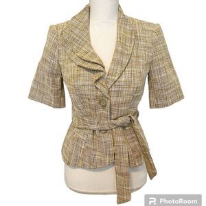 The Limited Short Sleeve 100% Cotton Tan Blazer with Belt Size XS